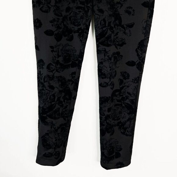 NEW Joseph Ribkoff Amelia Slim Fit Black Floral Flocked Skinny Pants - Picture 4 of 6